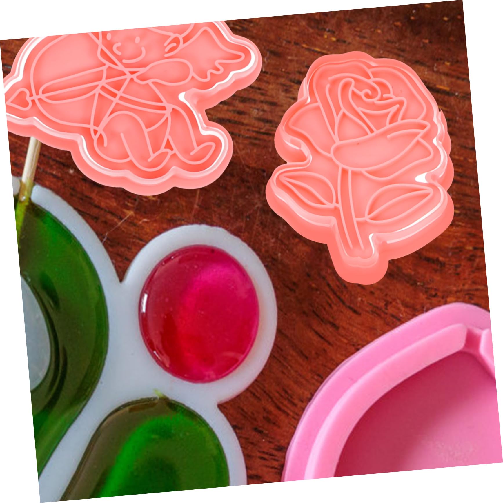 ABOOFAN 5 Ensembles Moule À Biscuits 3d Emporte-pièce Saint Valentin Moule À Gâteau Rectangulaire Cube Emporte-pièces De Cuisson s À Biscuits Gel Rose Nourriture Pp 8 Pièces * 5