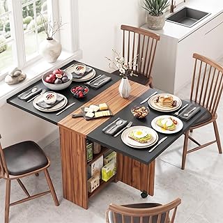 Klaxon Dining Table 4 Seater with Metal Legs | Modern Dining Table in Forest Dark Finish | (AW & Black, Flexi) Price In India