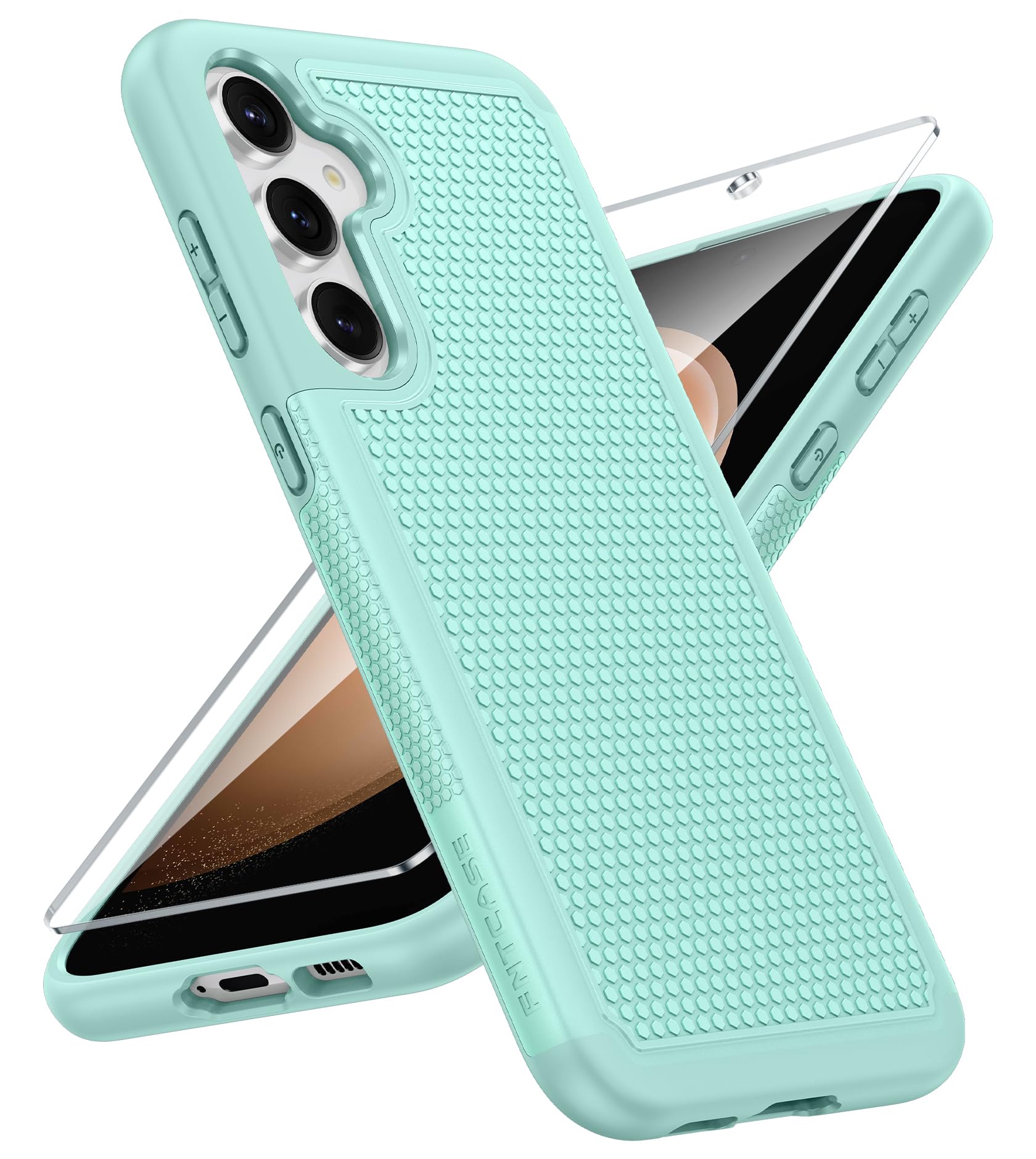 FNTCASE for Samsung Galaxy S23-FE Case: Dual Layer Protective Heavy Duty Cell Phone Cover Rugged Full Body Drop Protection Military Grade Shockproof Phone Case (Mint Green)
