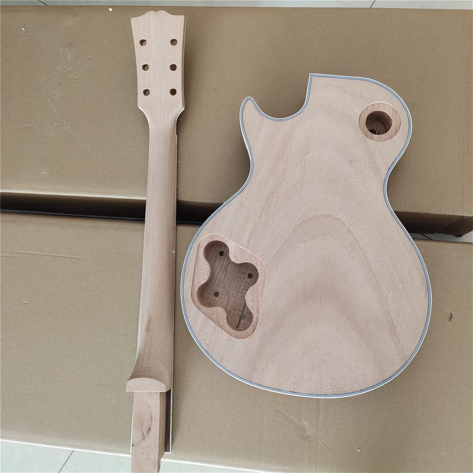 1 Zestaw Niedokończony Gryf Gitary Elektrycznej I Czarny Mahoniowy Zestaw Gitarowy DIY Wszystkie Części Profesjonalny zestaw do gitary elektrycznej
