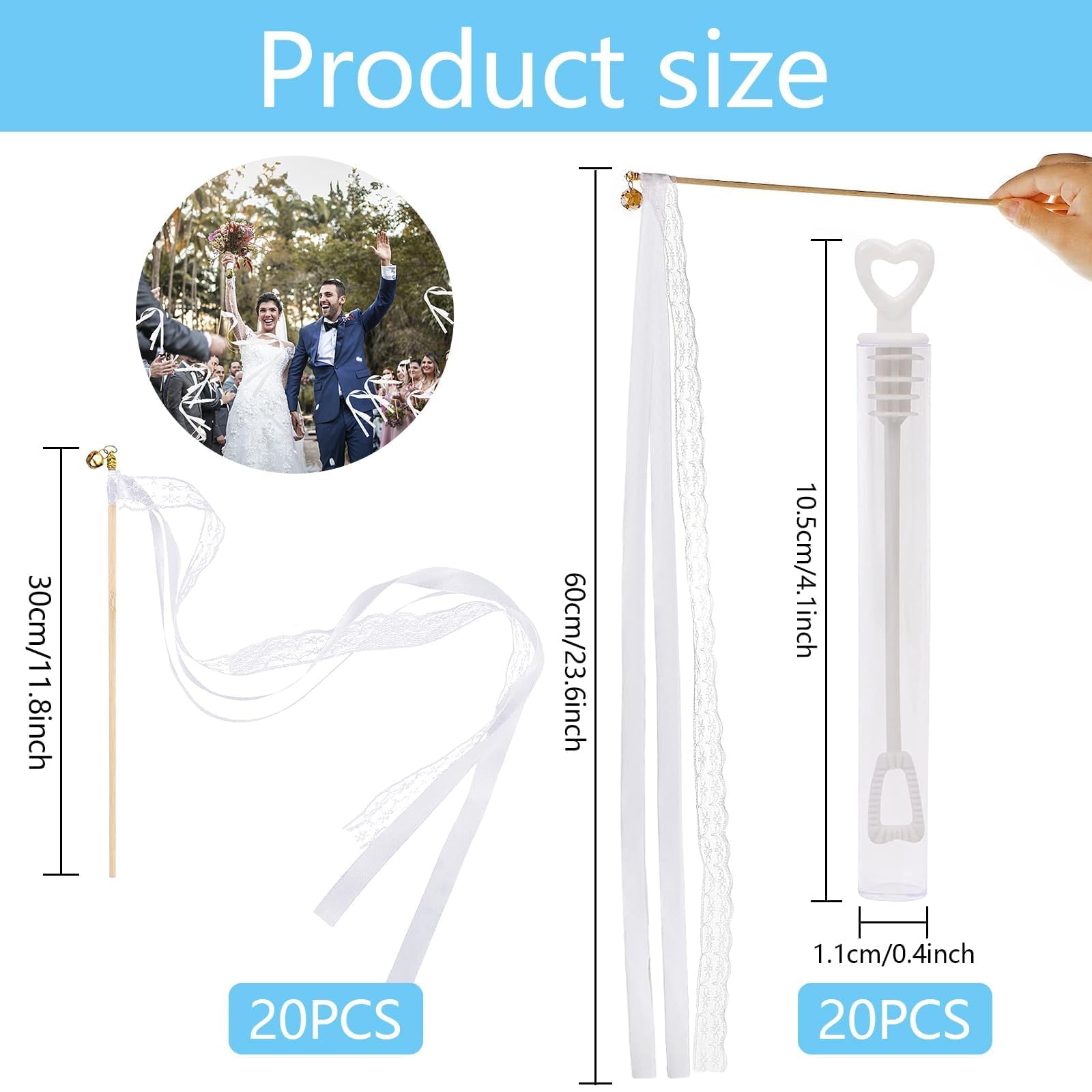 32 Wedding Wands Mit Glöckchen & Holzstab – Zauberstäbe Für Hochzeit, Party & Feiern | Inkl. Spitzenband