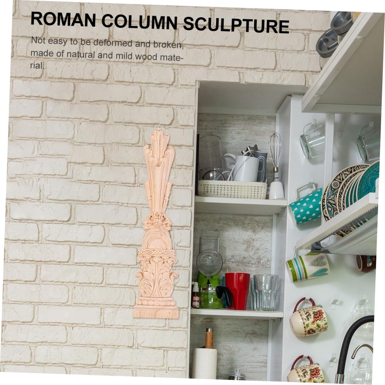 Antique Roman Column Applique for Cabinet Wooden Decorative Pillar Roman Style Decor Element