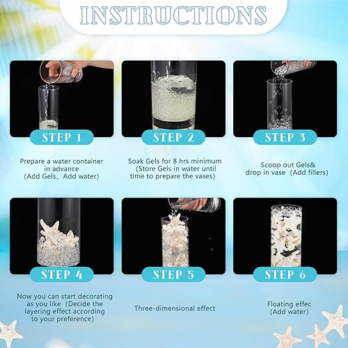 Miniatura 4 de DoubleFill 2000 piezas de jarrón flotante de conchas marinas con conchas marinas blancas naturales flotantes, bloque de vidrio esmerilado, caracola,