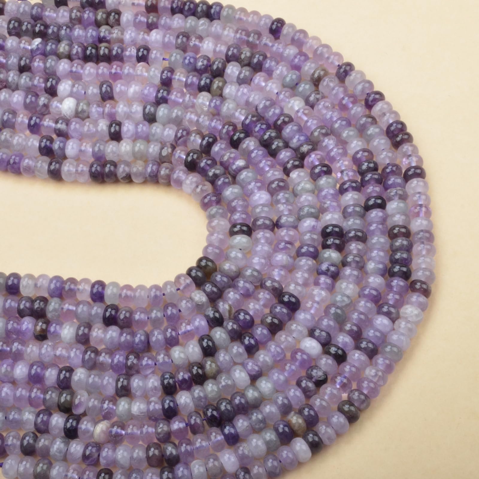 ICAI - Perline sfuse naturali a rondella, 5 x 8 mm, per la creazione di gioielli fai da te, 1 filo, 38,1 cm (ametista)