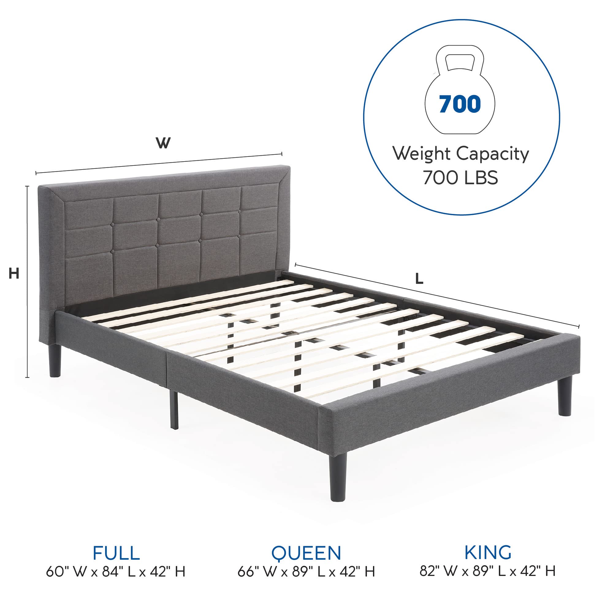 Classic Brands Mornington Upholstered Platform Bed Headboard and Wood