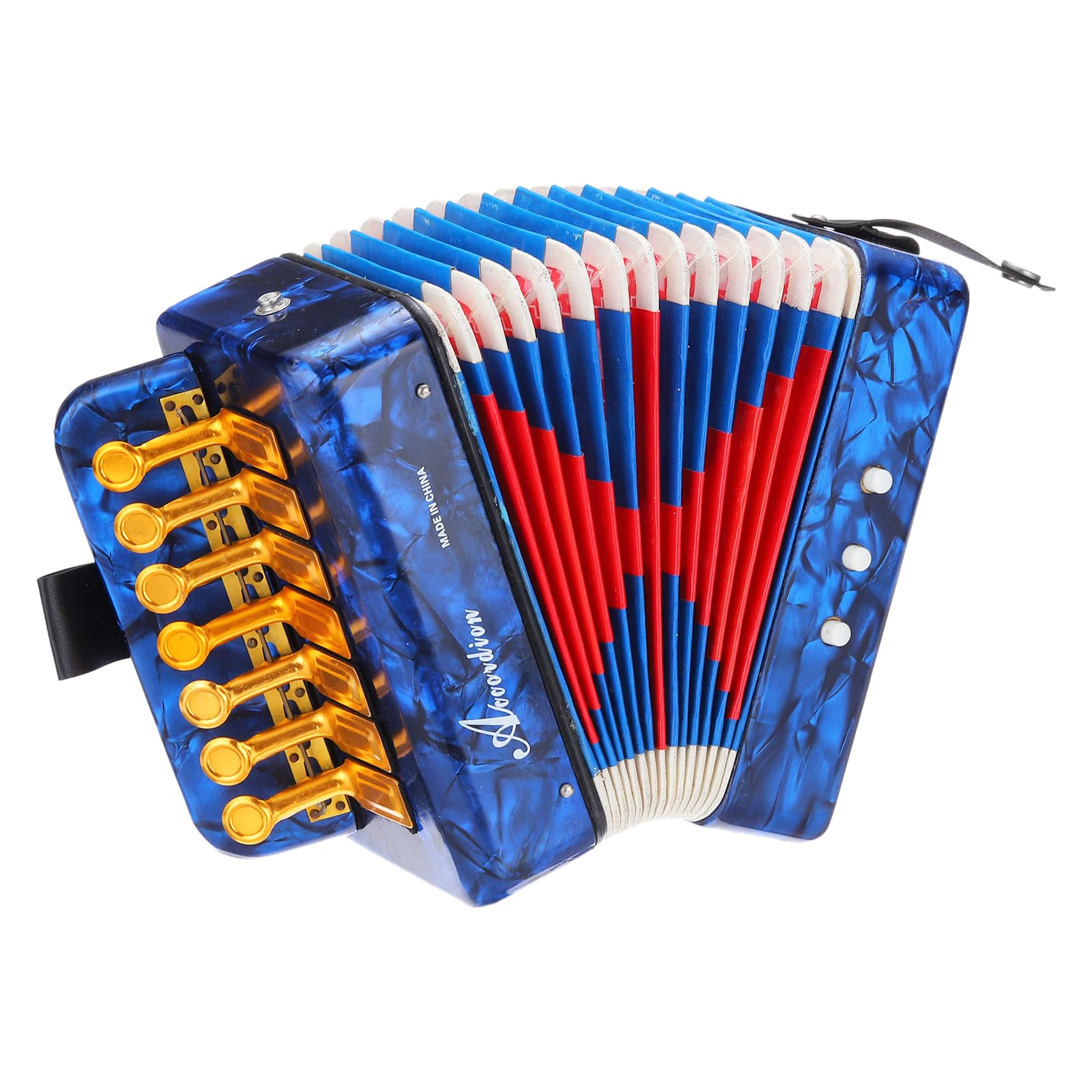 QUARKZMAN Fisarmonica, 10 Tasti Fisarmonica Mini Strumento Musicale Leggero per Adulti Principianti Educativo, Blu Navy