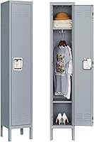 Letaya 3-Tier Metal Storage Locker with Lockable Door, Gray - Durable 12x12x66" Cabinet for Gym, Office, Home, School