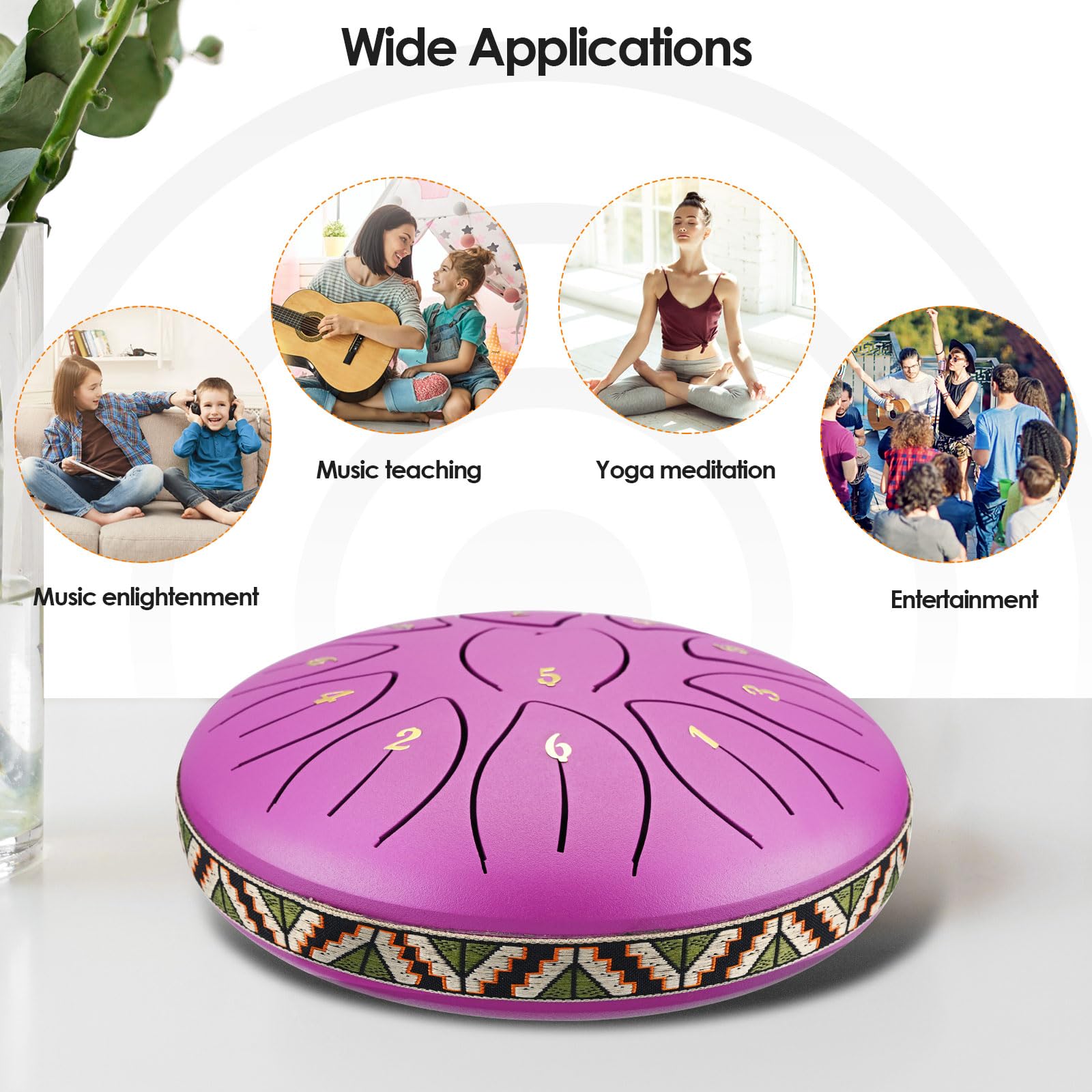 Steel Tongue Drum 6 pollici 11 Note, Tamburo per lingua Handpan Drums Kit Strumento a percussione, Rain Drums in Acciaio per l'educazione Musicale Meditazione Yoga