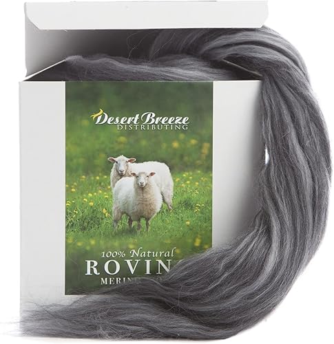 Miniatura 6 de Desert Breeze Distributing  100% lana merino natural Roving, lana para hilar, hilo de tapiz, fieltro de aguja, fieltro húmedo, hilado grande, 19