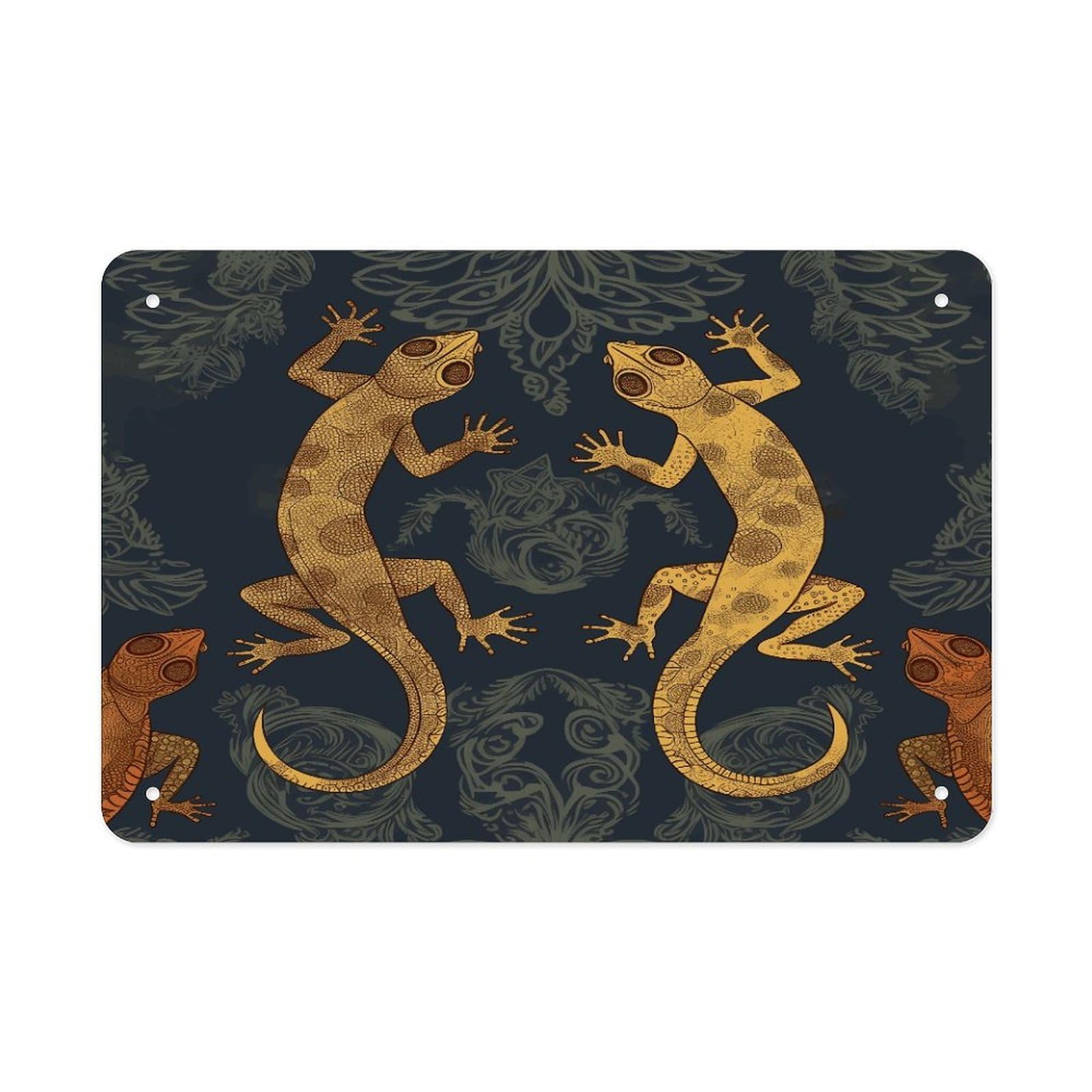 Fekiloot Style Gecko Lizards Metal Signs Wall Art Tin Sign