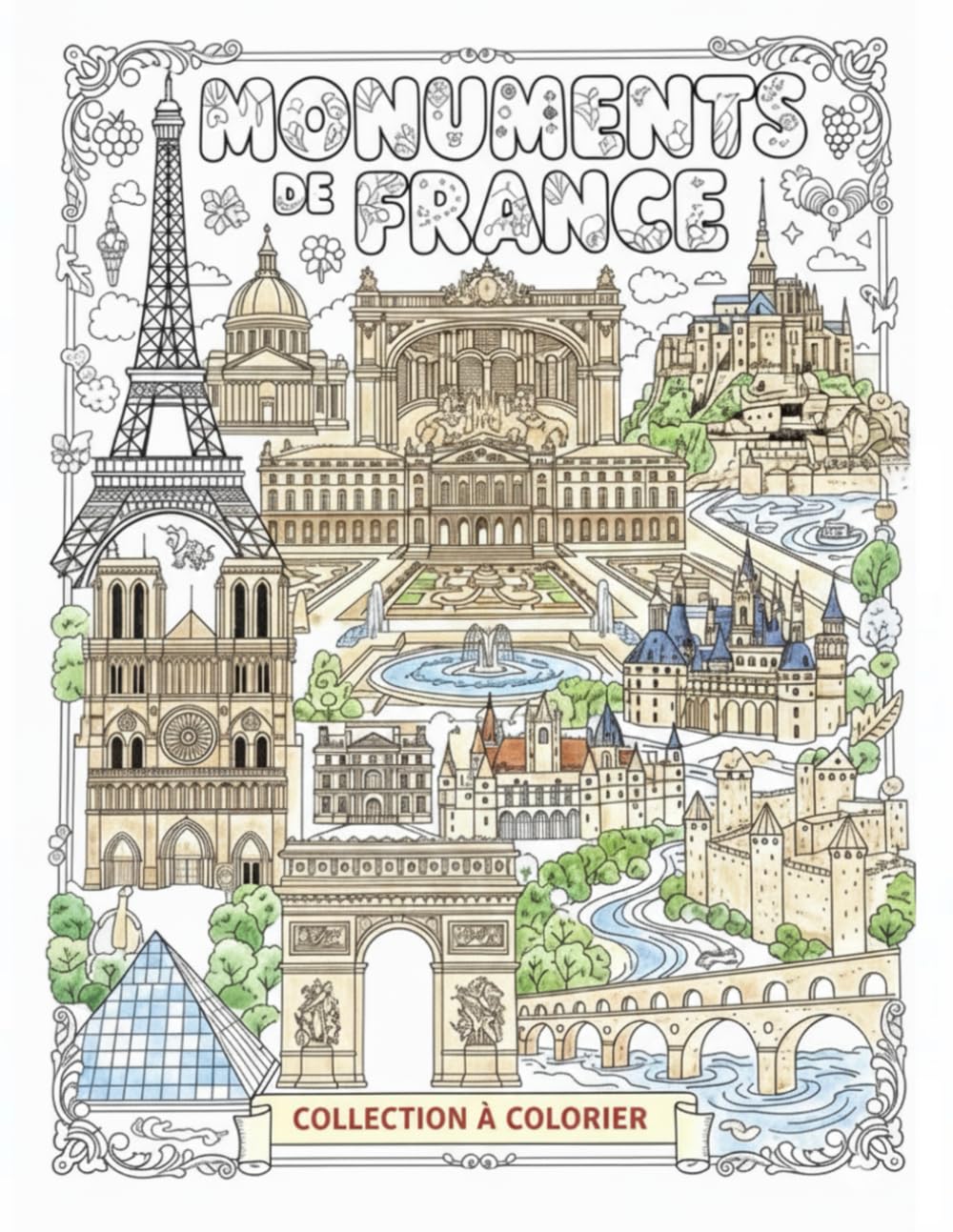 Monuments de France: Collection à colorier: Un voyage créatif à travers les symboles et l'histoire de la France (Monuments of Europe: A Coloring Collection)