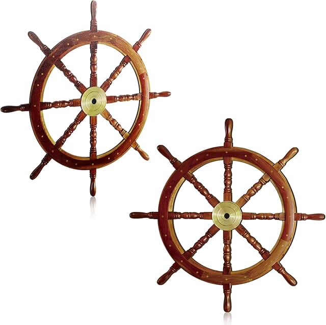 Tatuo 2 Pcs Ship Wheel Wall Decor Halloween Pirate Party Decorations Thi...