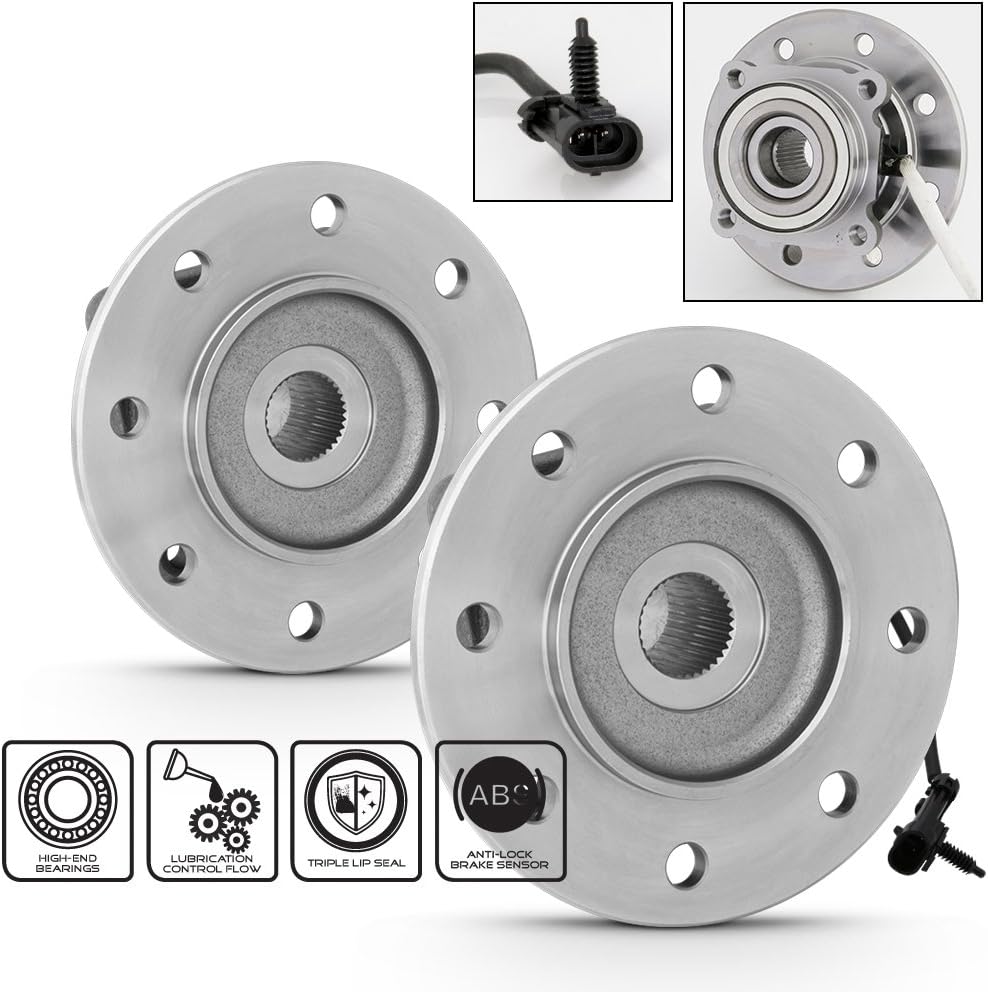 AKKON - For Chevy K1500 K2500 K3500 Suburban Pair of 2 515041 Front Wheel Hub & Bearings Assembly+ABS Sensor