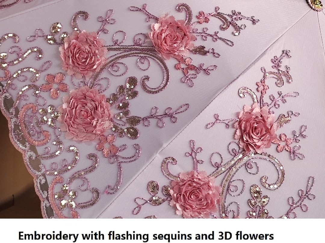 Foldable Lace Parasol Travel Sun Rain Umbrella Compact Anti UV Resistance Princess Sun Umbrella for Women & Girls