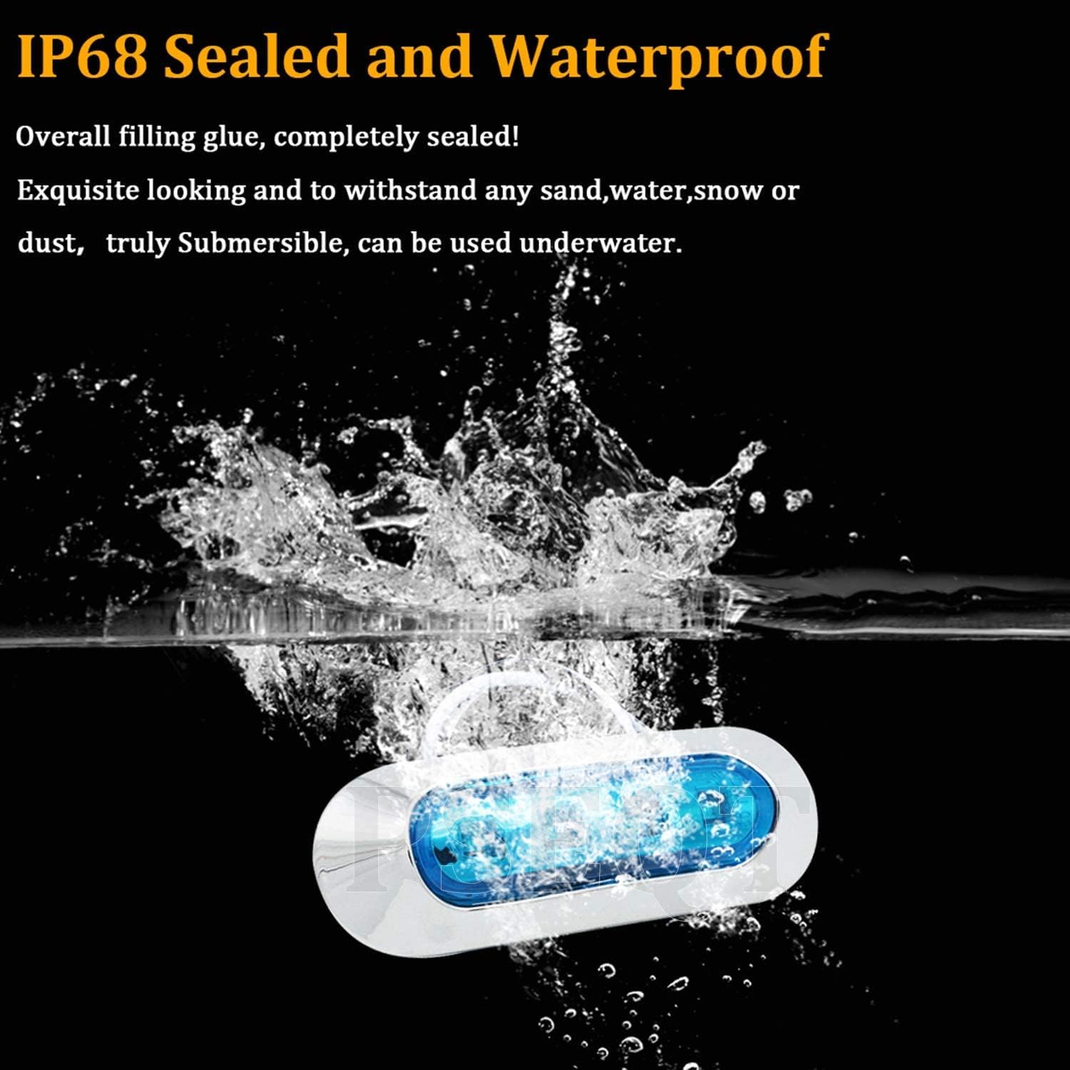PSEQT 3.8'' Waterproof Boat Marine LED Lights Courtesy Interior Deck Light 12V 24V for Pontoon Fishing Boat + Mini 6-Way Marine Blade Fuse Block, Automotive Fuse Box Standard Circuit Holder Panel