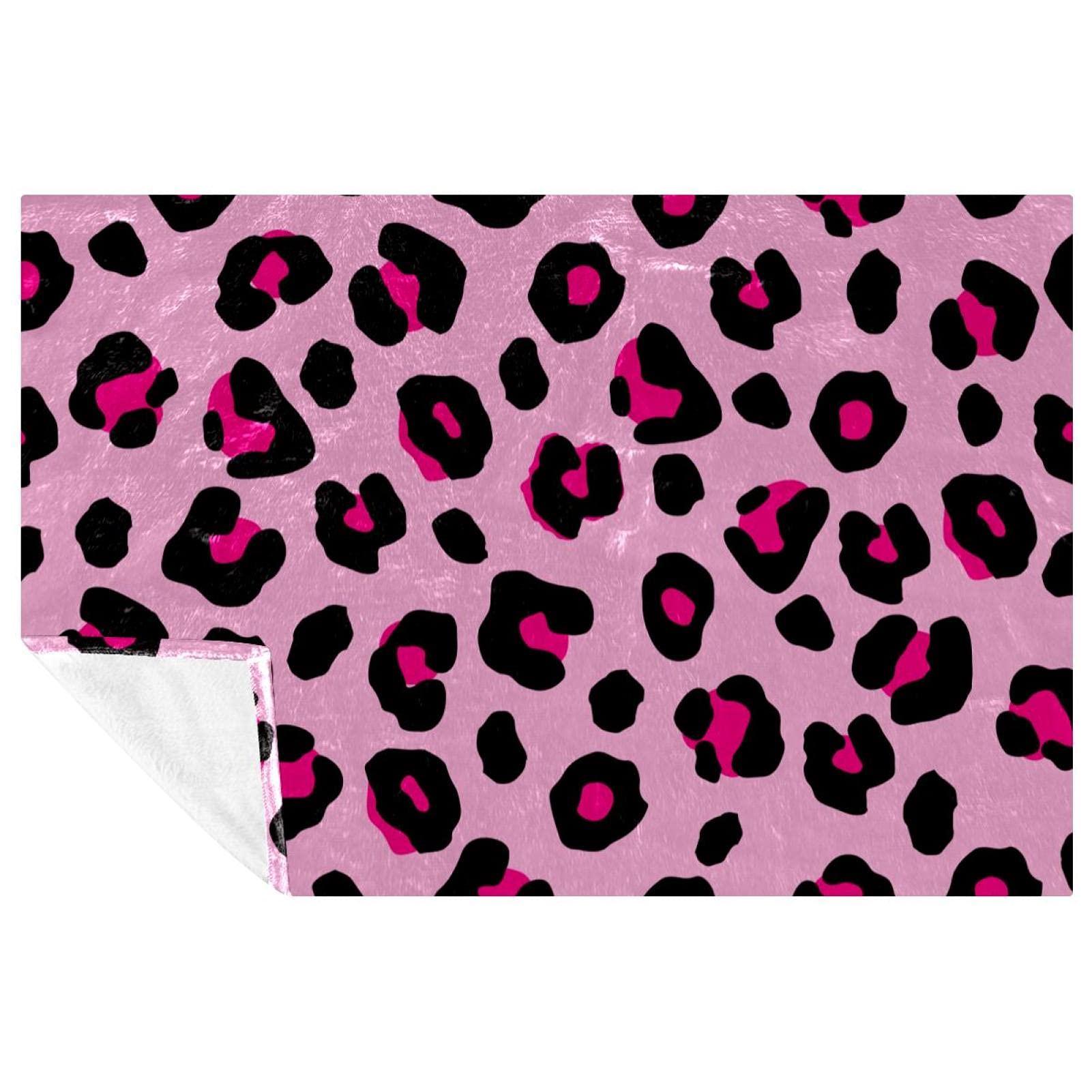 Couverture douce et chaude rose léopard 150x100 compacte et ultra moelleuse pour toute la famille