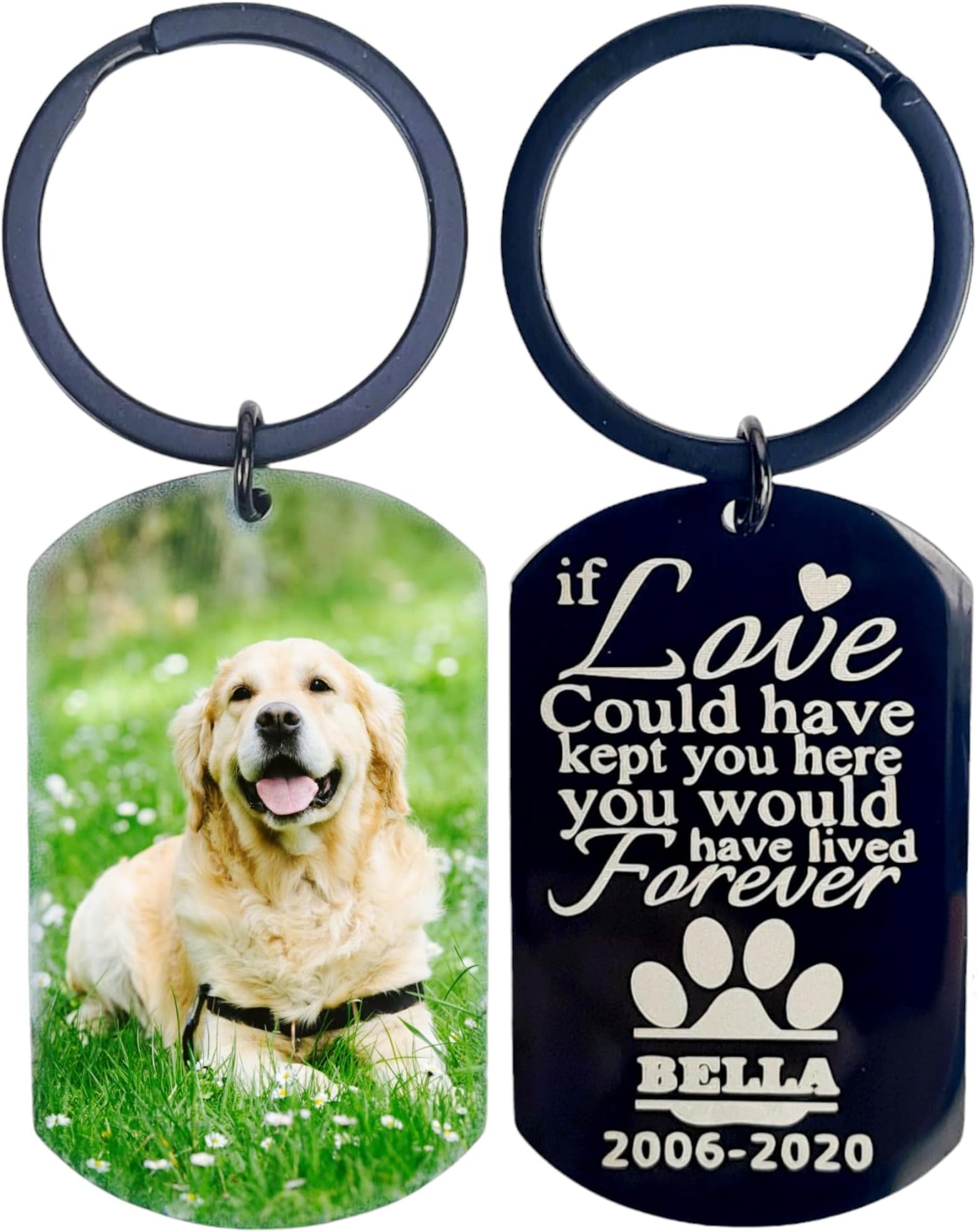 EliphsPersonalized Engraved Dog Keyring - Cat Name, Metal Women Key Ring, Memorial Keychain, Name and Message Tag - Nice Gifts