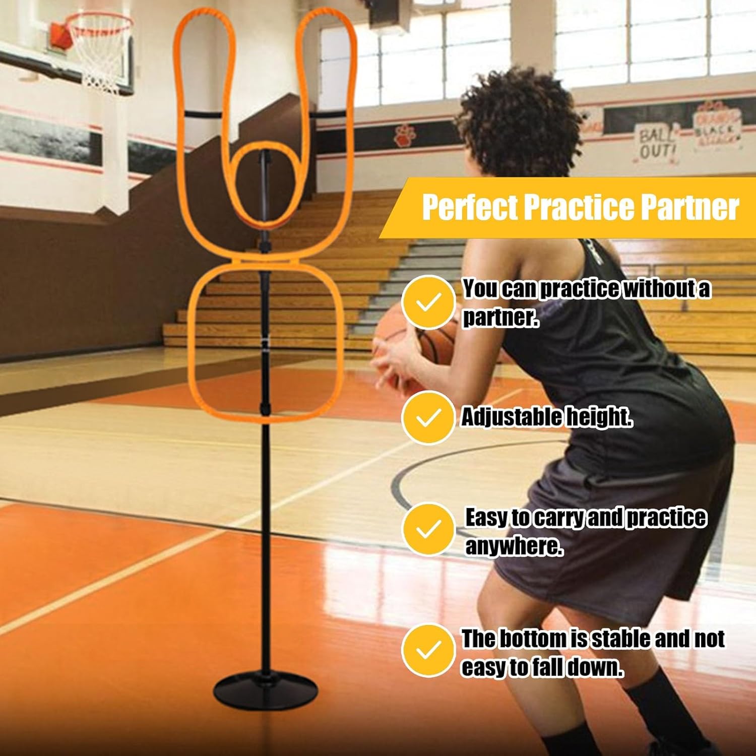 Portable Trainer Dummy Defender for Basketball, Height 4.9-7.2ft Shooting Dribbling Passing Trainer Mannequin
