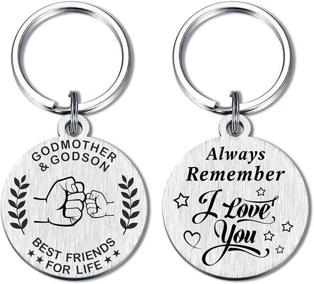 FALOGI Godmother Gifts, Godmother Keychain, Godmother Birthday, I Love You Godmother