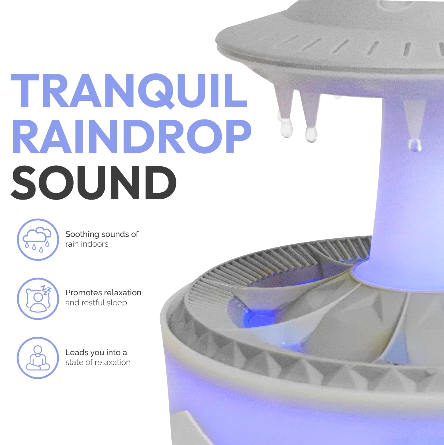UFO - Humidificador de gotas de lluvia - Blanco - Humidificador de escritorio de aceite esencial para aromaterapia - Difusor de lámpara de escritorio de hongos con aceite de aroma 6