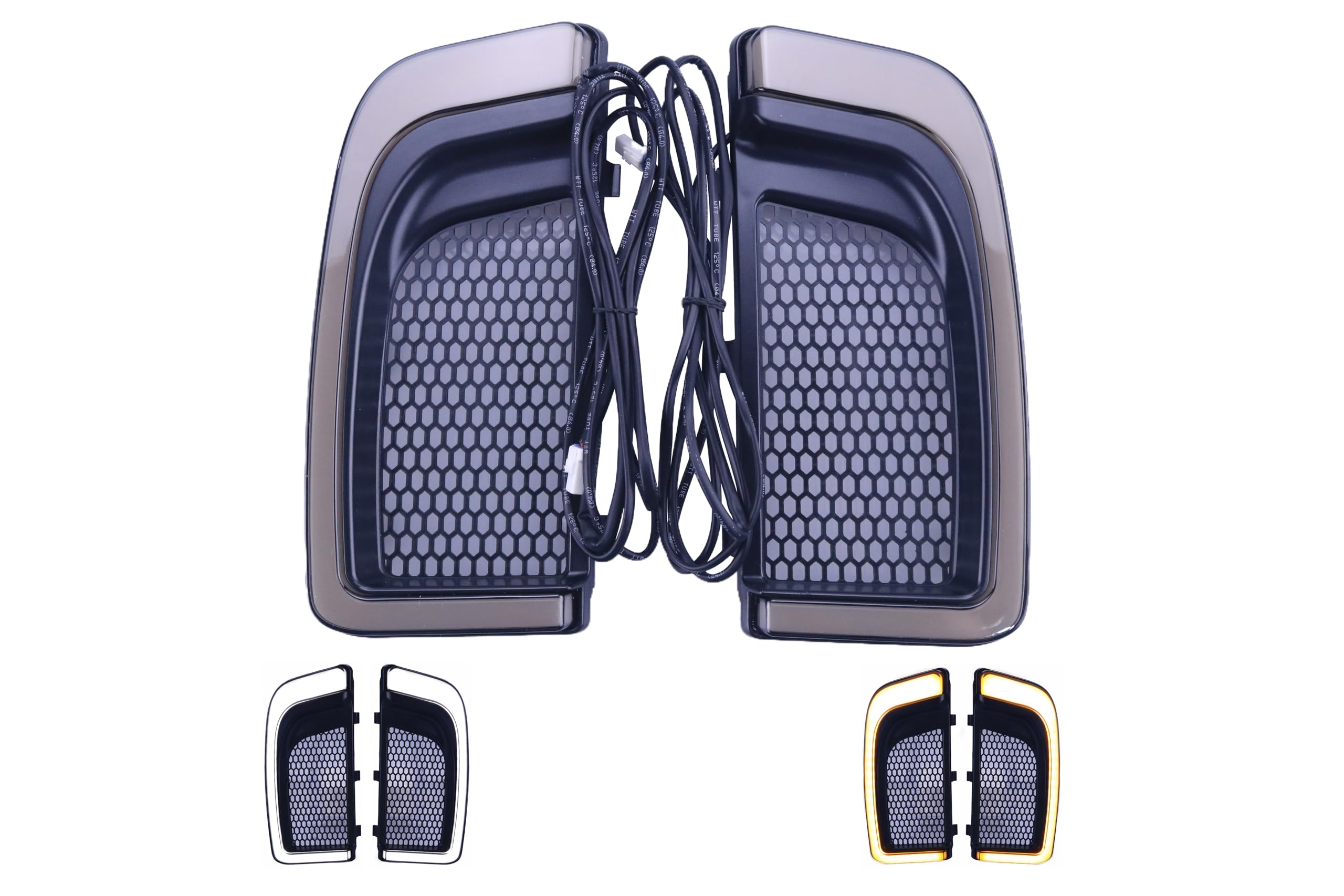 Motorcycle Smoke LED Fairing Lower Grills Turn Signals Indicator Lights Running Light Compatible with Harley Road Glide Touring Electra Glide Street Glide Ultra Limited 2014-2023