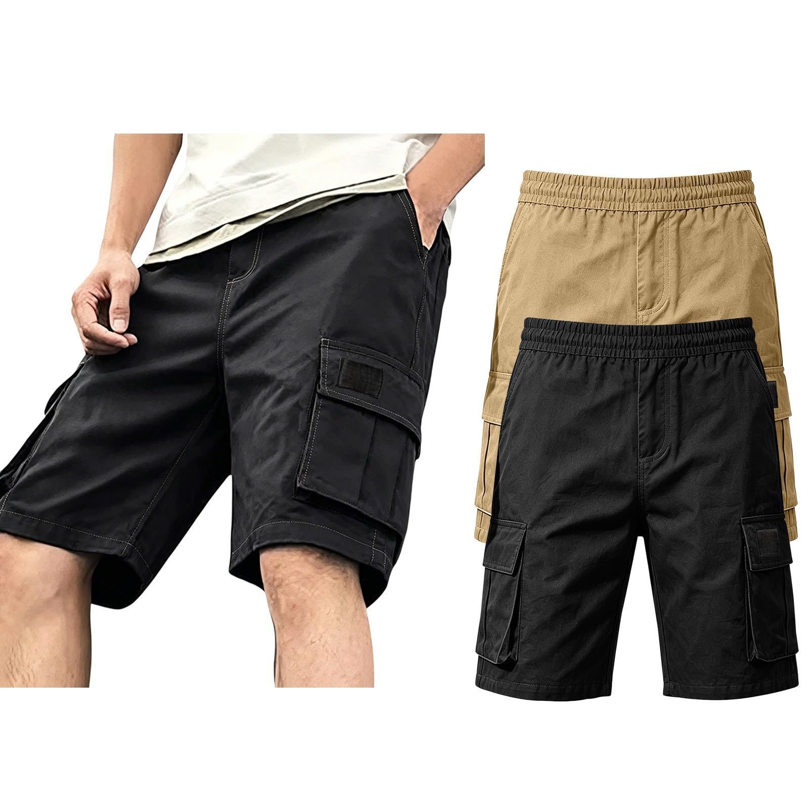 Pantaloncini da trekking da uomo, ad asciugatura rapida, lunghezza al