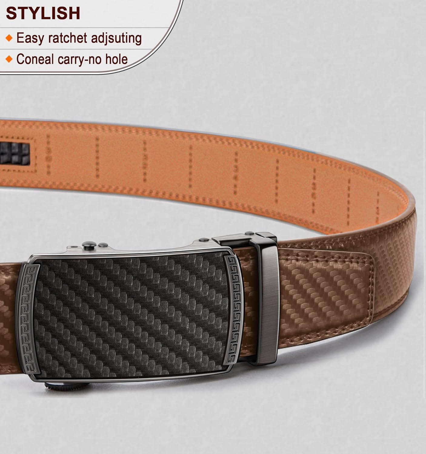 BULLIANT Gürtel Herren, Gürtel Ratsche Ledergürtel Automatikschließe für Herren Anzug Business Kleidung,Breit 35mm,Größe Angepasst - Image 2