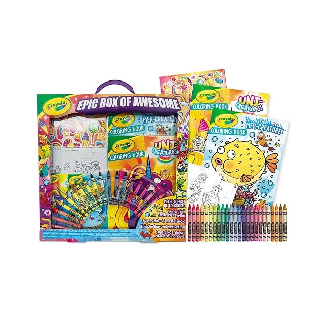 CRAYOLA - Epic Box of Awesome, Super Set de maravillas, juego creativo y álbum de dibujo para niños, ideal…