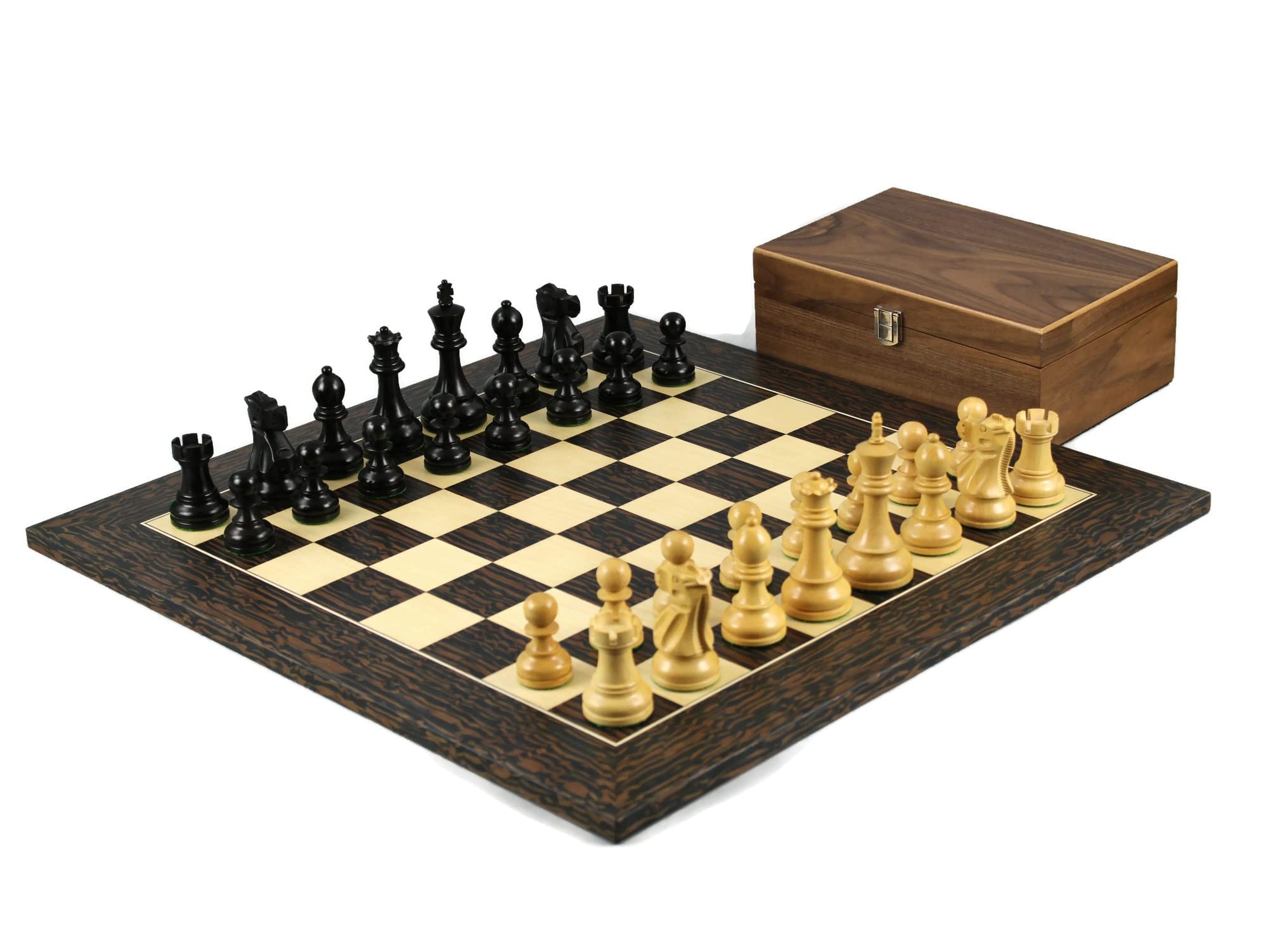 Set di scacchi in legno Tiger Ebony Board 20 pollici ponderato Ebanizzato Reykjavik Staunton Pezzi 9,75 pollici