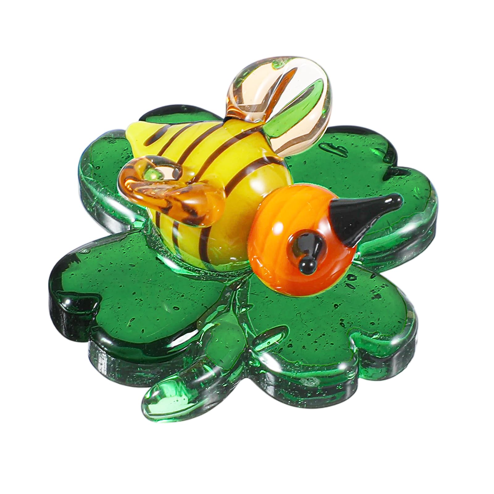 Photo 1 of Ymapinc Four-Leaf Clover Glass Bee Animals Gifts, 2 inch Animal Figurines Bees Tiny Hand Blown Glass Thoughtful Gift Collection Bedroom Decor