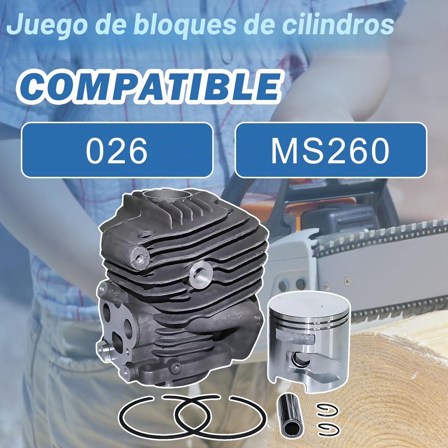 Kit Piston y Cilindro para Husqvarna K760 K750 Sierra, AUMEL 51mm Cilindro + Pistón + Cigüeñal + Cojinete + Junta + Bujía 15 en 1 Kit de Repuestos, Reemplazo 506 38 61-71