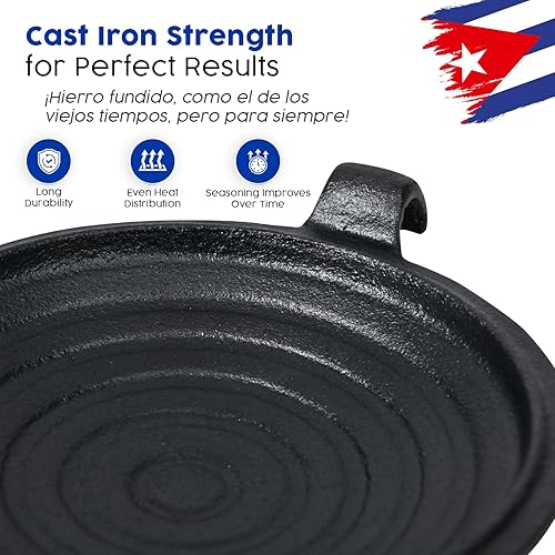 Miniatura 3 de Disquera de Pan Cubano Redondo (1 unidad) - Prensa de sándwich cubana de hierro fundido para disco volador para sándwich - Sandwich tradicional de