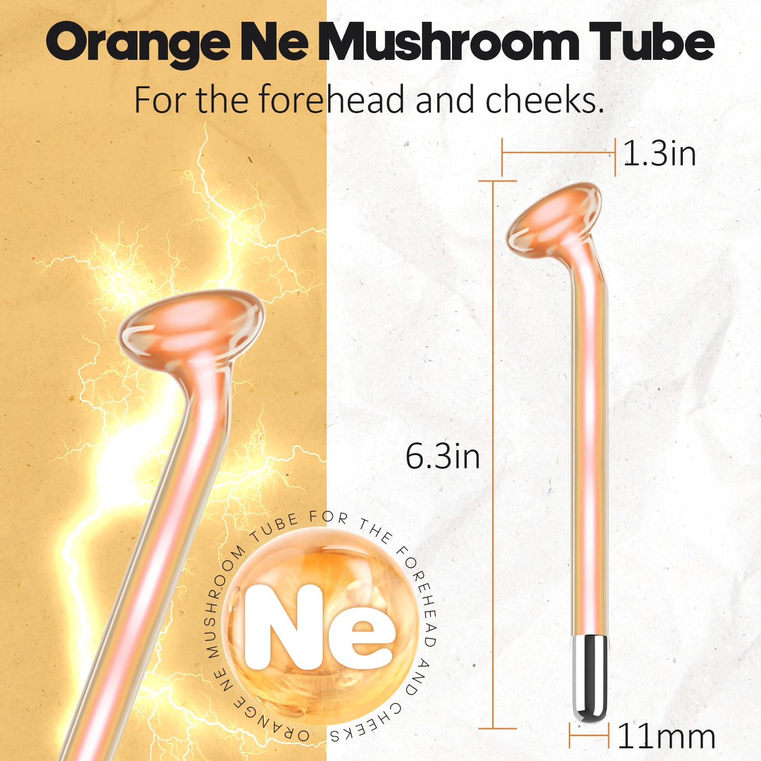 Reemplazo de tubo de vidrio de hongo de alta frecuencia para varita facial de alta frecuencia  - Accesorio naranja (tubo de seta) 2