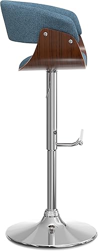 Miniatura 130 de SIMPLIHOME Lowell Taburete de bar giratorio ajustable, silla tapizada de metal de 33 pulgadas de altura del asiento en tela de aspecto de lino gris