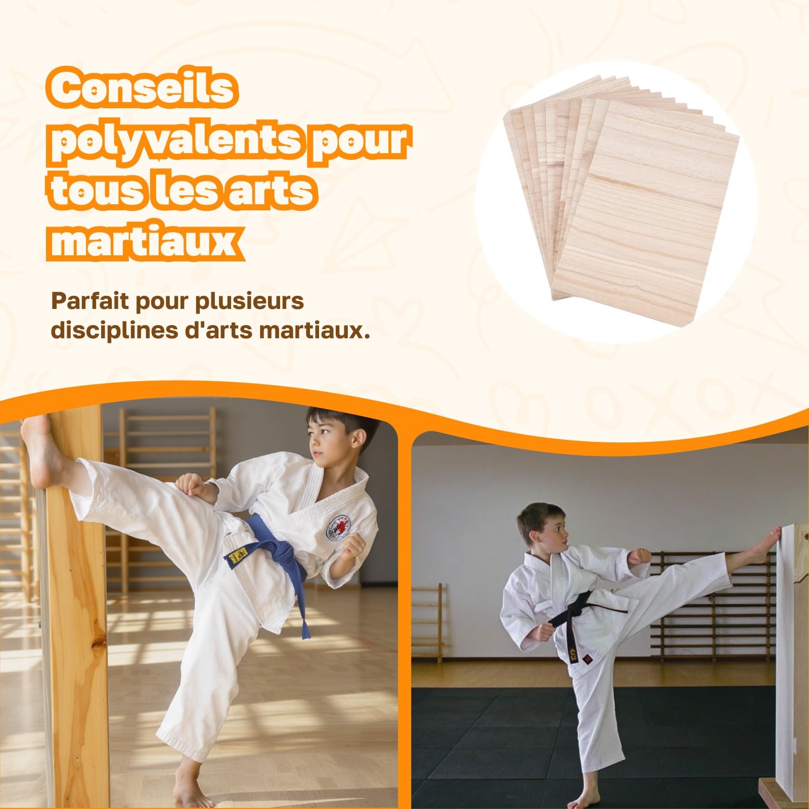 Planche de Taekwondo 10x, Planche de Casse de Bois pour Enfants et Adultes, Accessoire équipement de poinçonnage