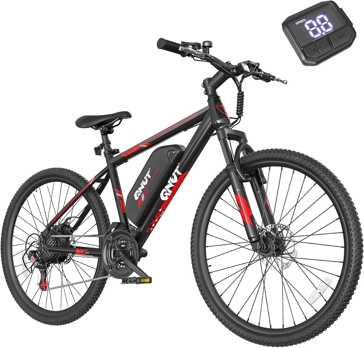 QNUT Electric Bike for Adults & Teens - 350W 26" Victor Ebike - 21-Speed, 20Mph Up to 40Miles with Dual Disc Brakes, Adjustable Handlebars, Commuter E-MTB for Men Women | UL 2849 Certified