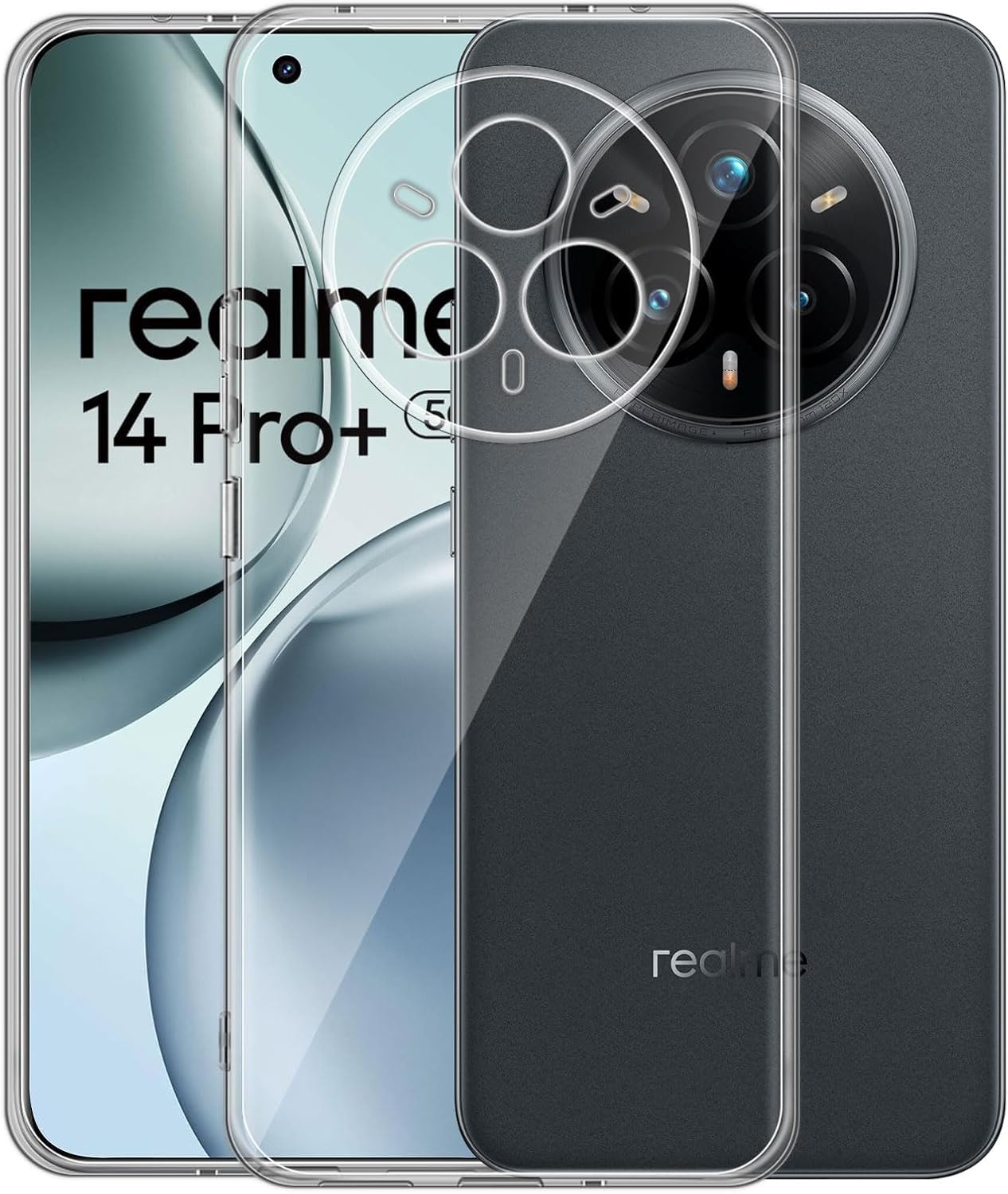Dedux Custodia Cover per Realme 12 PRO Plus 5G / Realme 12 PRO+ 5G, Custodia in Vetro Temperato Cielo Stellato + Morbida Protettivo TPU Case Cover. Chiaro di Luna
