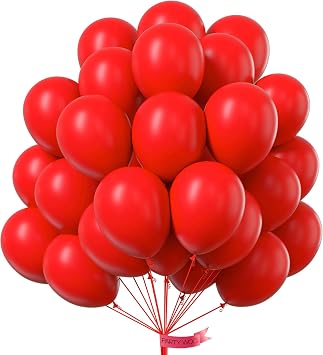 PartyWoo Red Balloons 100pcs Red Helium Latex Balloons 10 Inch