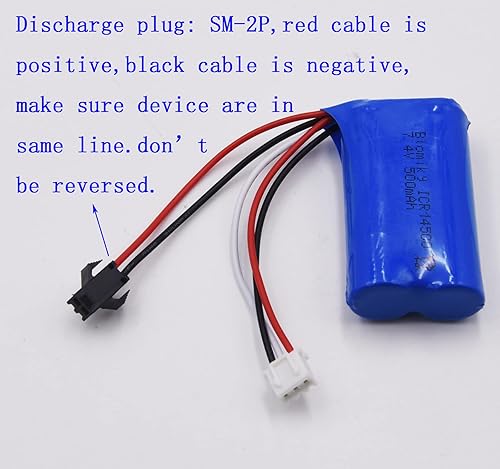 Miniatura 5 de Blomiky Batería recargable de iones de litio de 7.4 V, 600 mAh, 10C, compatible con WPL C24-1 C14 D12 RC Crawlers / D12 Batería 2