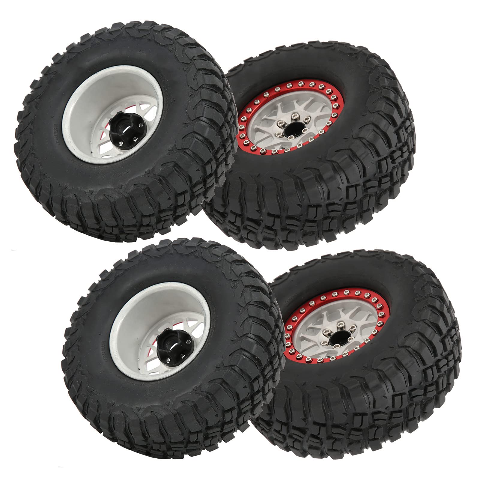 Ruote Per Auto RC 1:10 – Dilwe, Ponderate E Addensate, Gomma Dura, Presa Eccellente, Per SCX10, Rosse