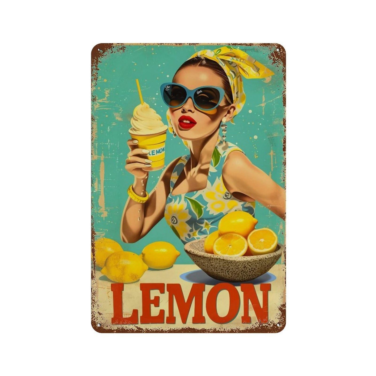 YHGERTKU Lemon Gelato Poster 03 Wall Art Retro Iron Vintage Metal Tin Sign Poster Modern Decor for Living Rooms Gift 30x20cm