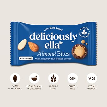 Deliciously Ella - Almond Nut Butter Bites, Gluten-Free, Vegan Friendly, Healthy Snack, 36g (12 packs)