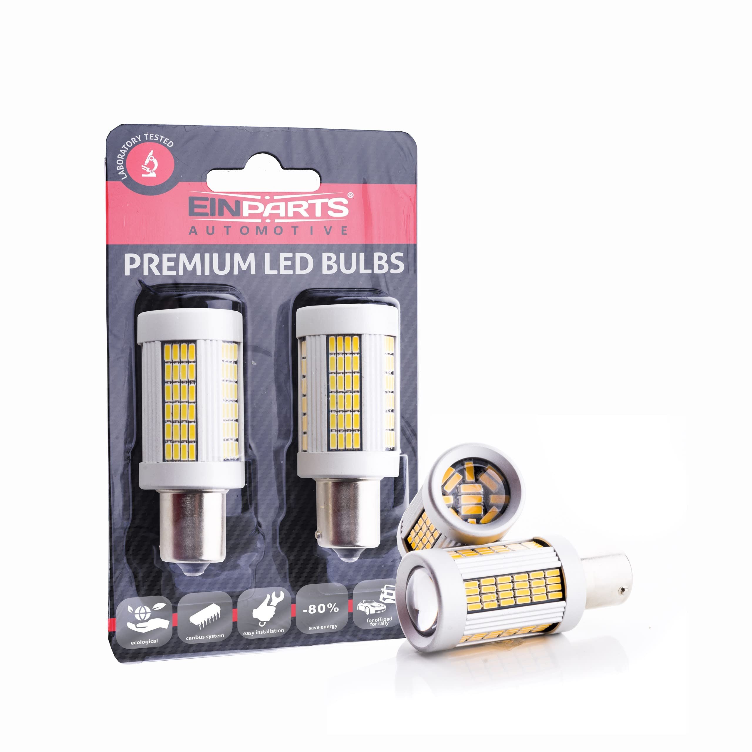 EinParts PY21W LED Lampadine 1700-1800K (Arancia) CANBUS 12V per Auto 135 x SMD 4014 LED, BAU15S