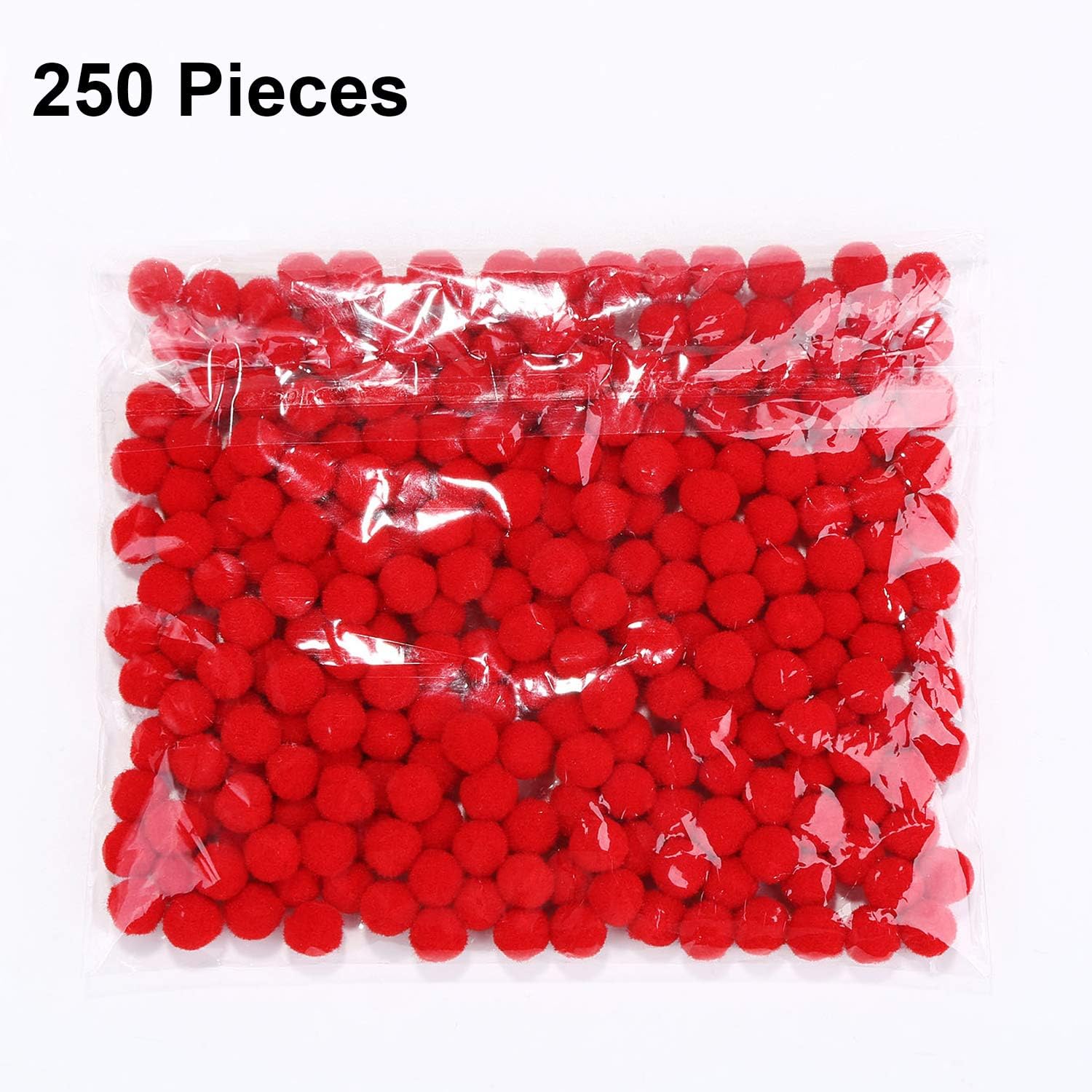250 Pieces Christmas Red Pom Poms Craft, Mini Pom Poms Red Small Fluffy Pom Poms for Decor Arts Crafts DIY (8 mm)