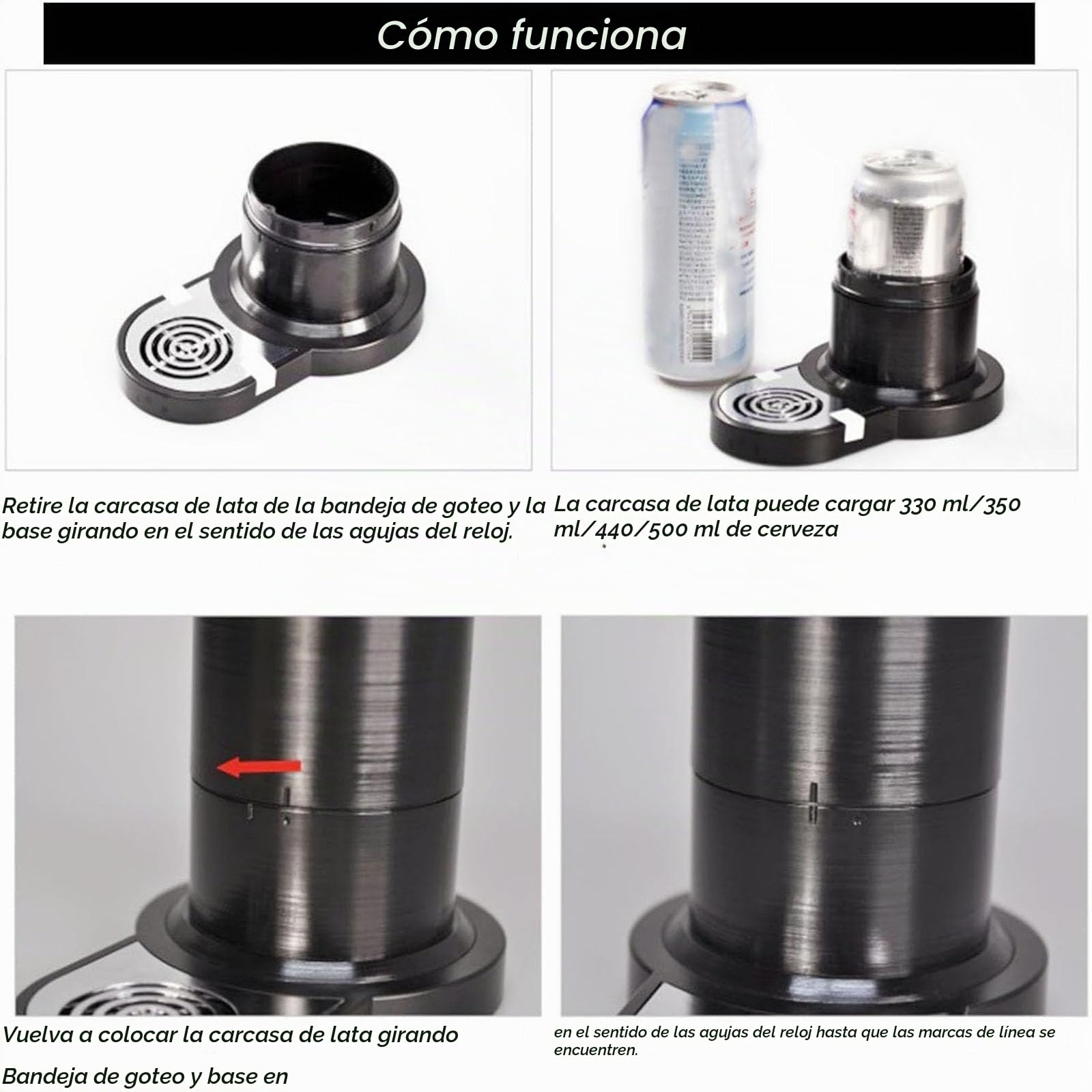 Dispensador De Cerveza, Maquina De Cerveza,Grifo De Cerveza para Latas,Convierte Cualquier Lata En Un Borrador Estilo para CerveceríAs, Un Gran Regalo para Los Amantes De La Cerveza.,Negro