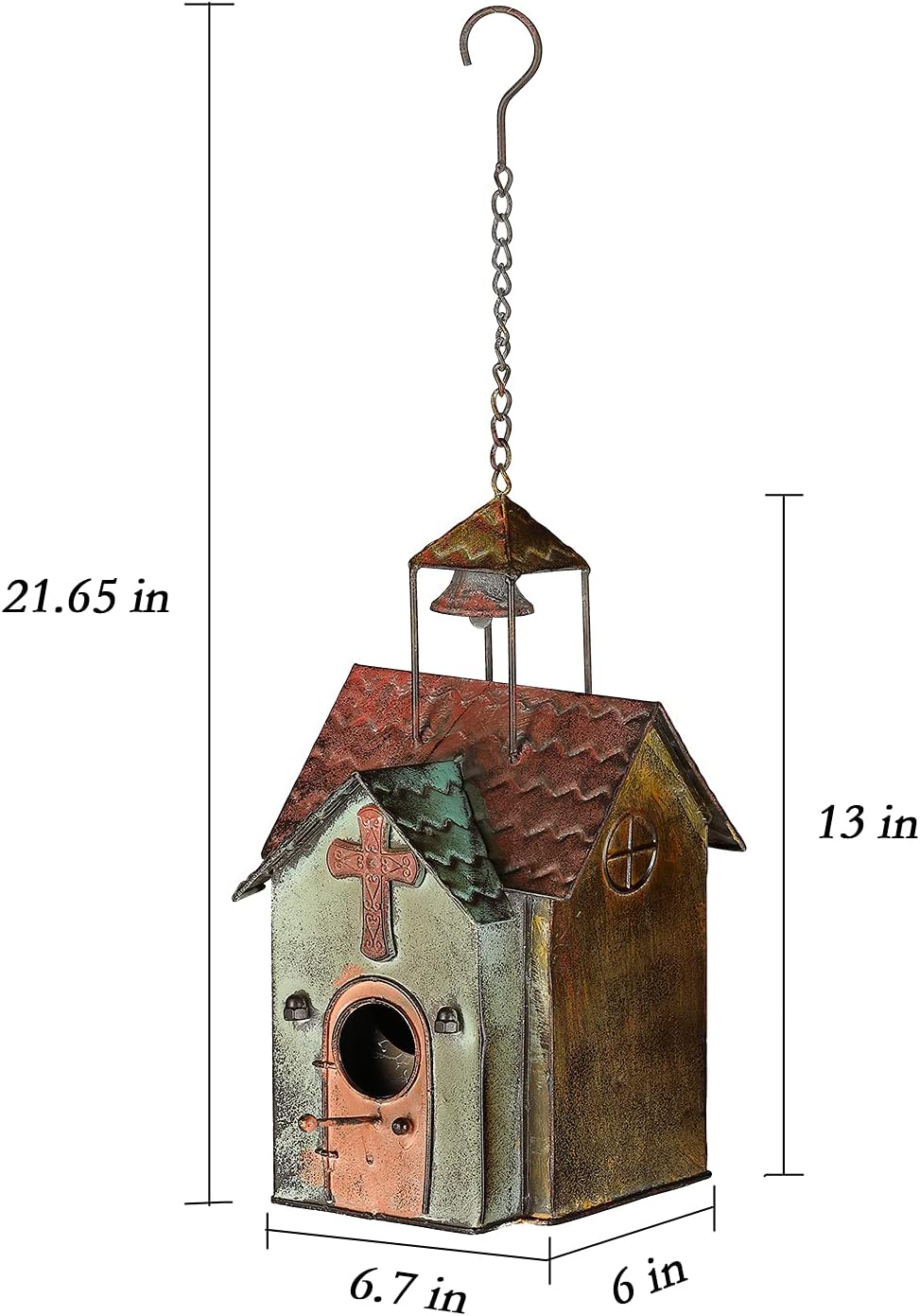 Bird Houses for Outside, Metal Hanging Church Birdhouse