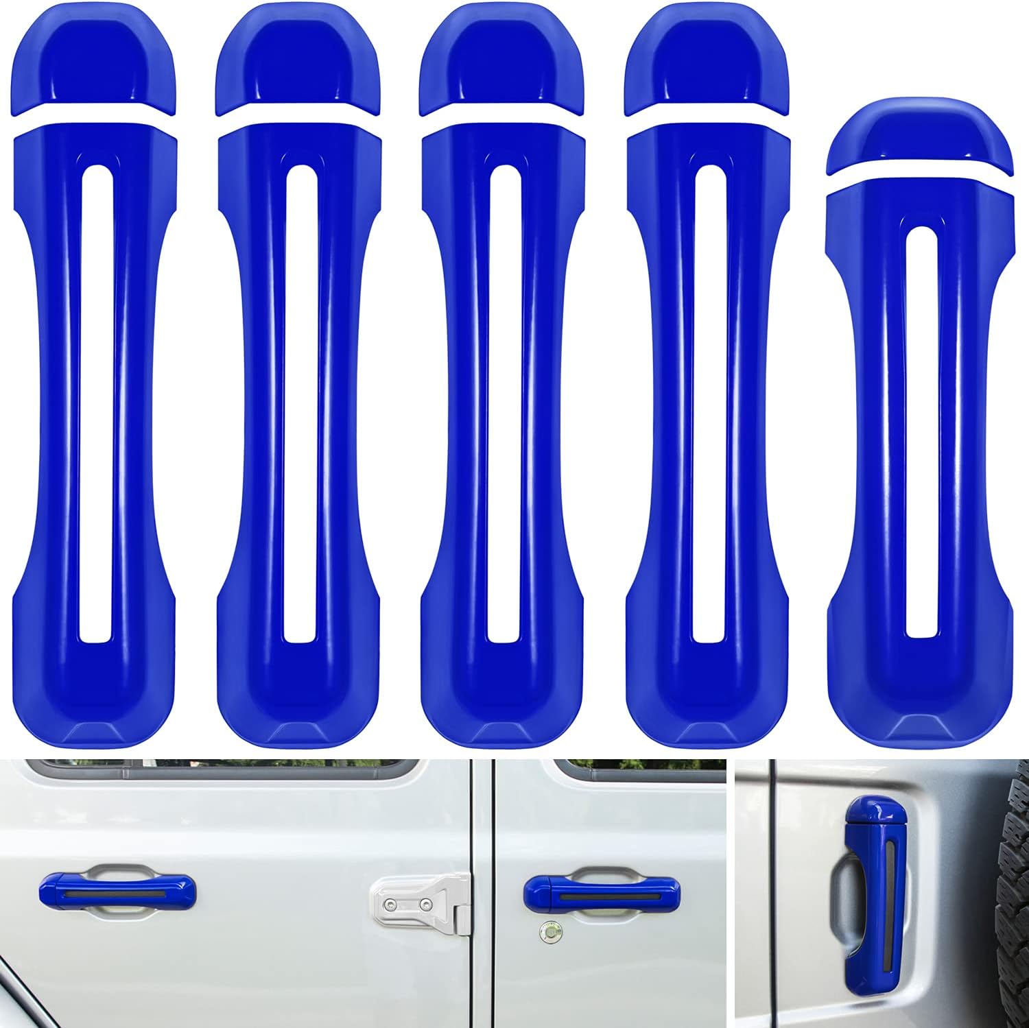 E-cowlboy Door Handle Inserts Cover Trim+Tailgate Handle Cover for 2018-2022 Jeep Wrangler JL JLU Sports Sahara Freedom Rubicon Unlimited Gladiator JT 2-Door & 4-Door Exterior Accessories (Blue 5PCS)