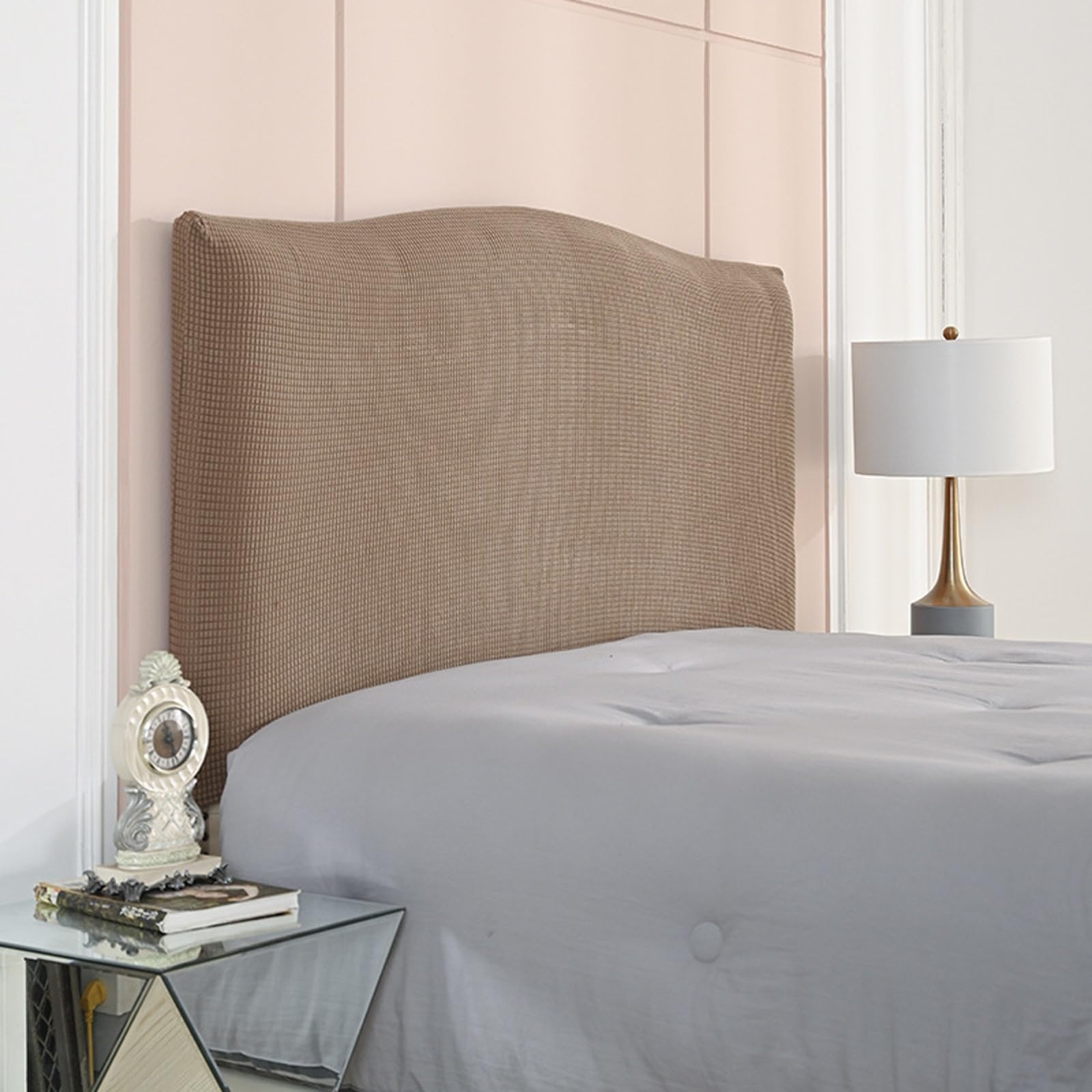 XIFUHUI Bed Headboard Cover Stretchable Dustproof Protective Headboard Stretch Bed Headboard Cover Bedroom Decor for single double king size beds(Light brown,150cm) — image 1