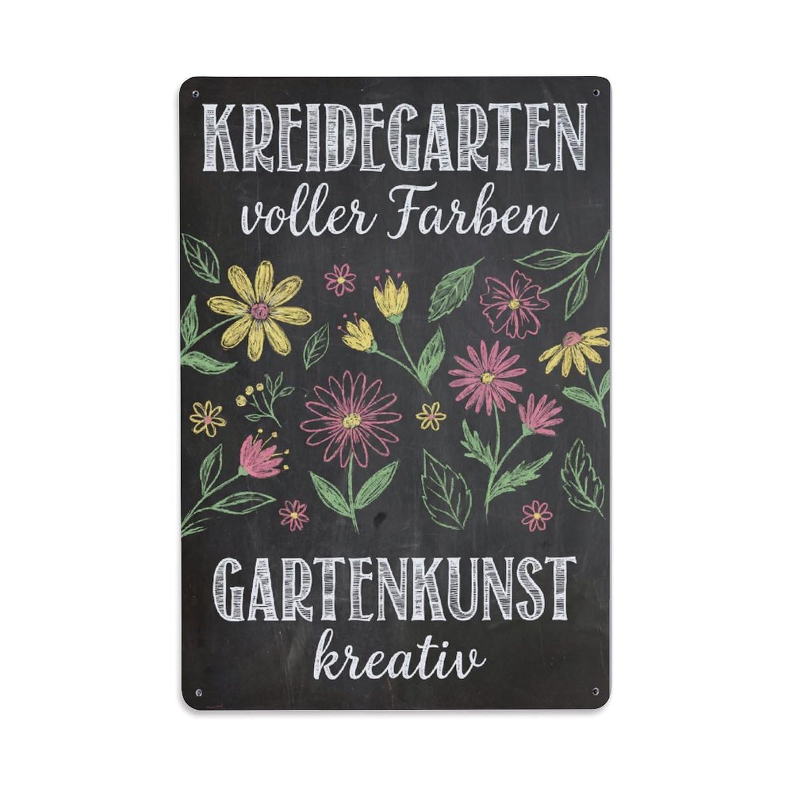 Vintage Funny Garden Chalk Garden Rustic Gate Floral Metal Tin Sign
