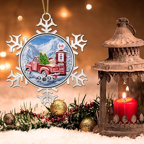 Miniatura 3 de Adornos de metal de felicitación para perros de invierno, colgante colgante para colgar precios de gasolinera, adornos de Navidad, perro de nieve en